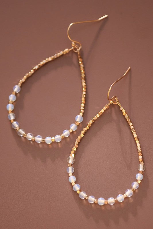 Beaded Drop Gold Earrings