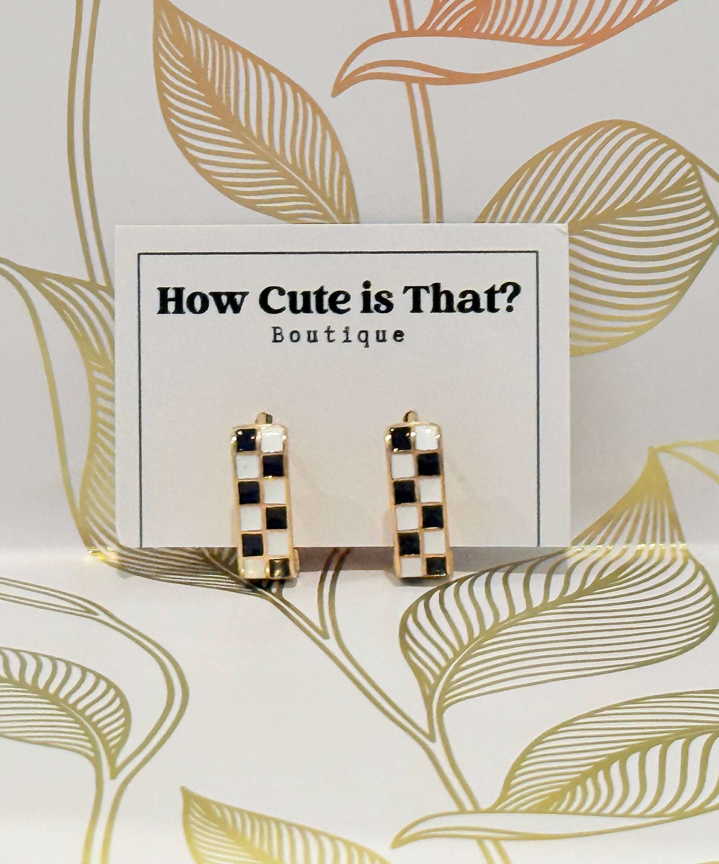 Black & White Checkered Square Hoops-How Cute is That? Boutique