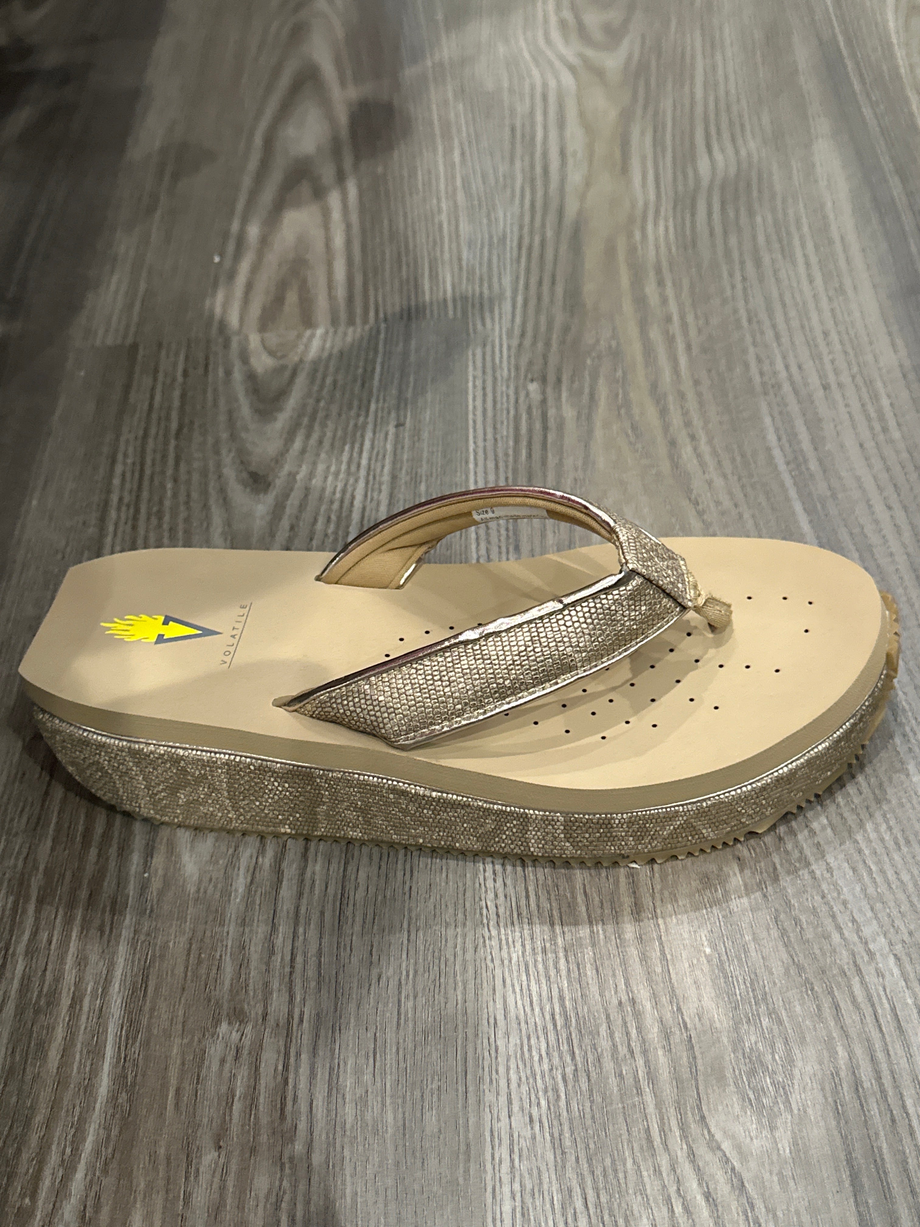 NEVILLE METALLIC FAUX SNAKE THONG SANDAL Champagne-How Cute is That? Boutique