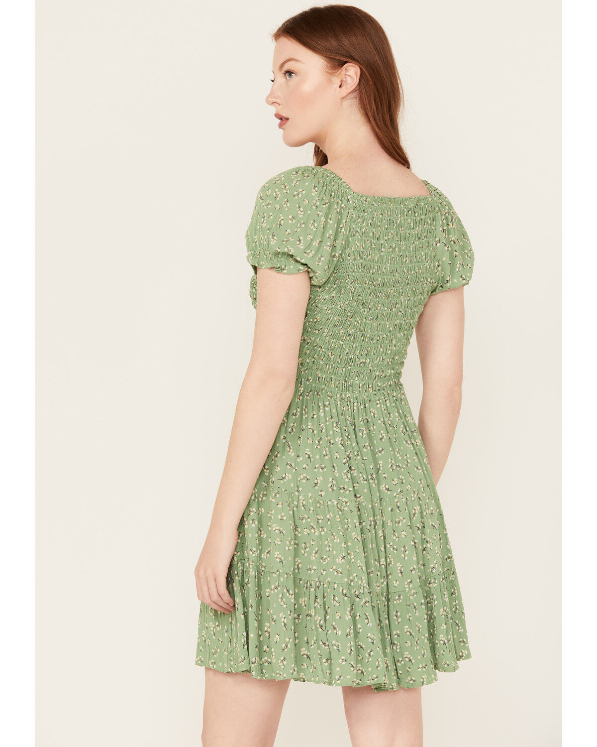 FLORAL PRINT SHORT SLEEVE MINI DRESS