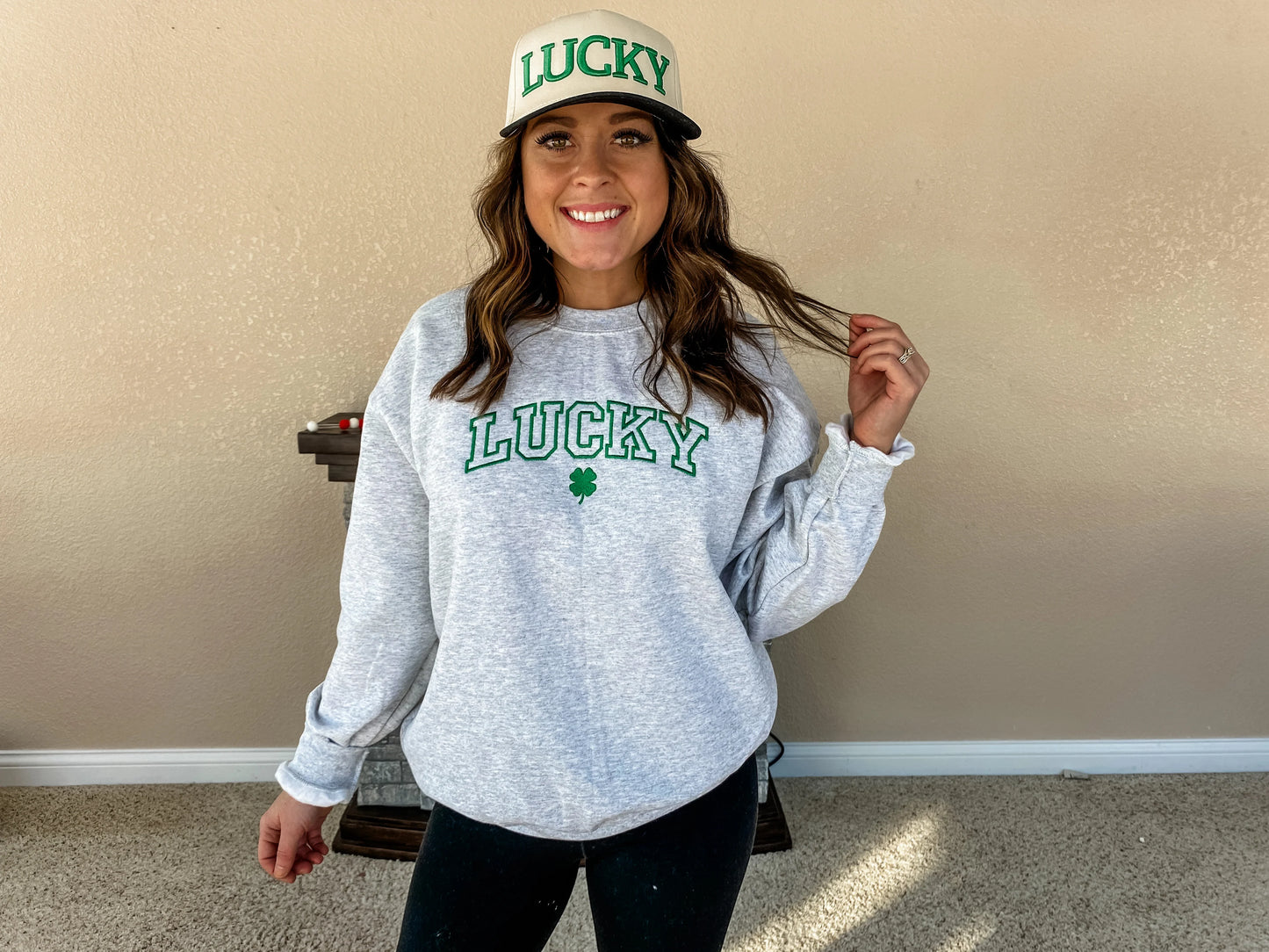 Embroidered LUCKY St. Patrick’s Day Crewneck Sweatshirt