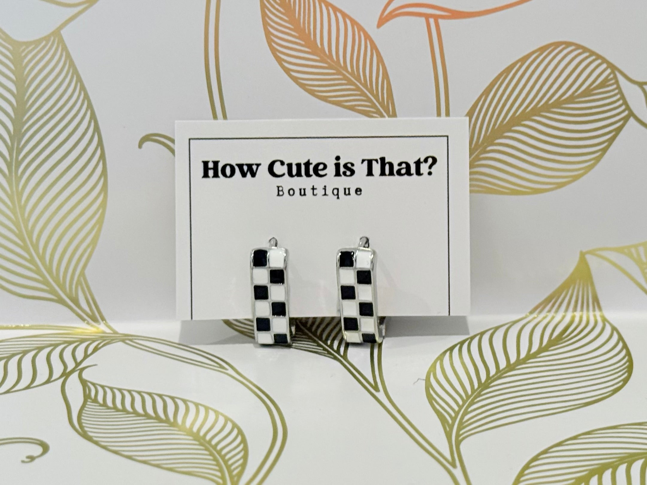 Black & White Checkered Square Hoops-How Cute is That? Boutique