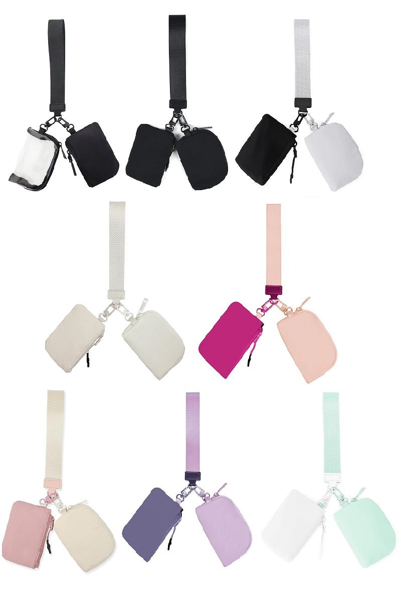 Dual pouch wristlet keychain wallet