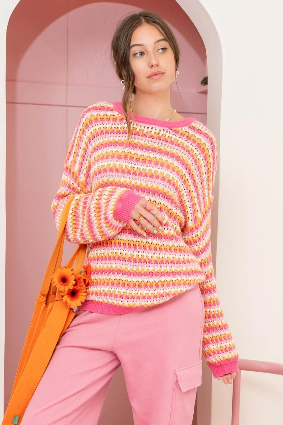 MULTICOLOR KNIT PULLOVER SWEATER-How Cute is That? Boutique