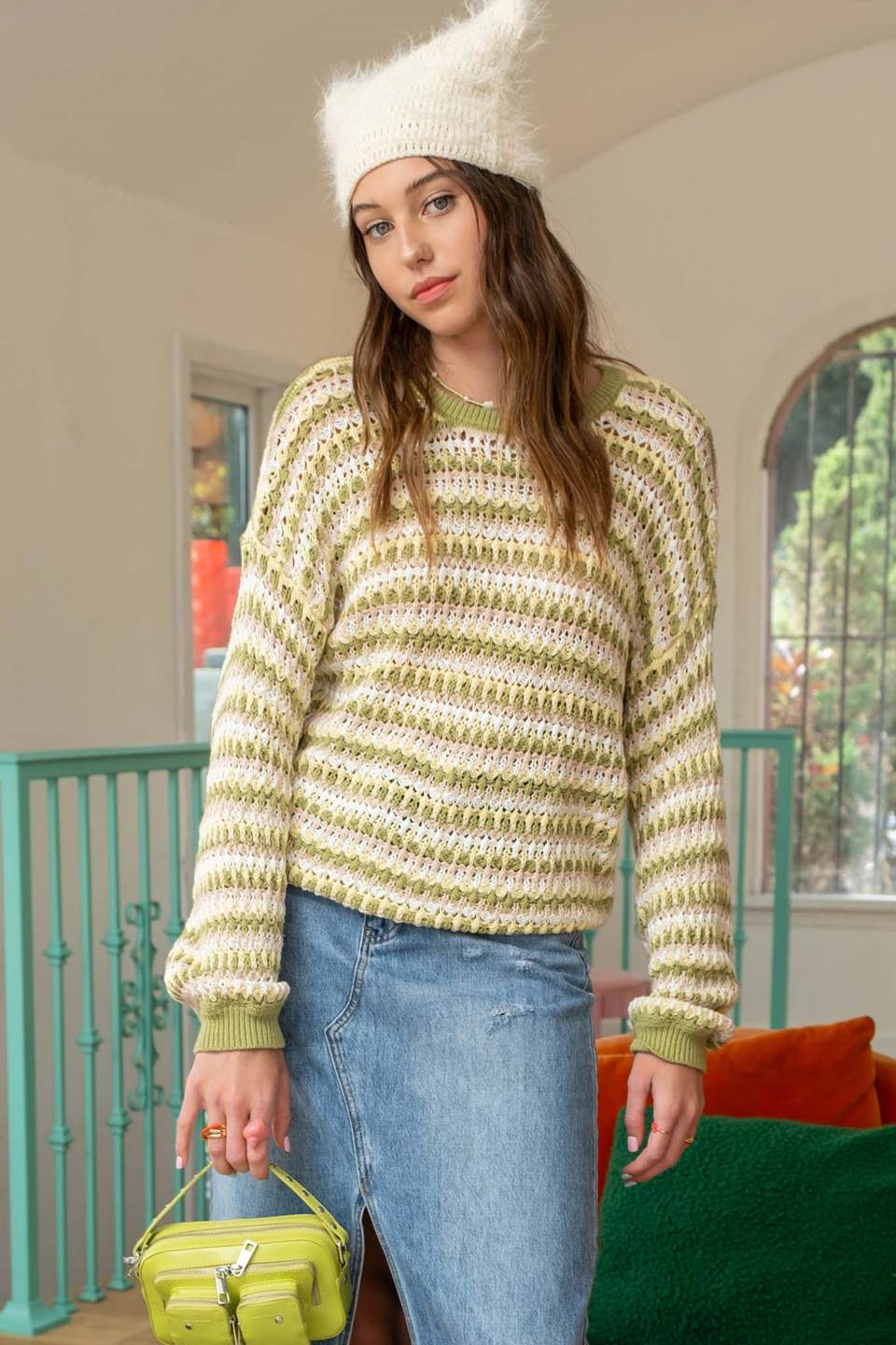 MULTICOLOR KNIT PULLOVER SWEATER-How Cute is That? Boutique