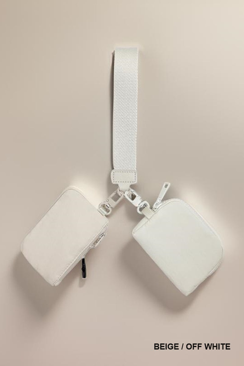 Dual pouch wristlet keychain wallet