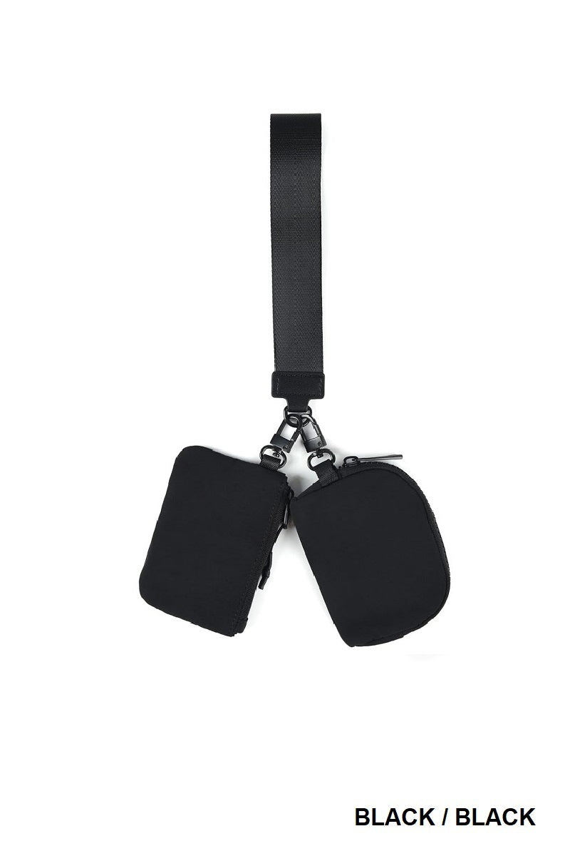 Dual pouch wristlet keychain wallet