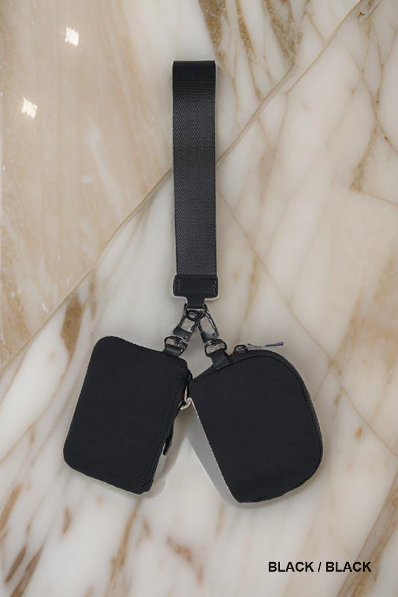 Dual pouch wristlet keychain wallet
