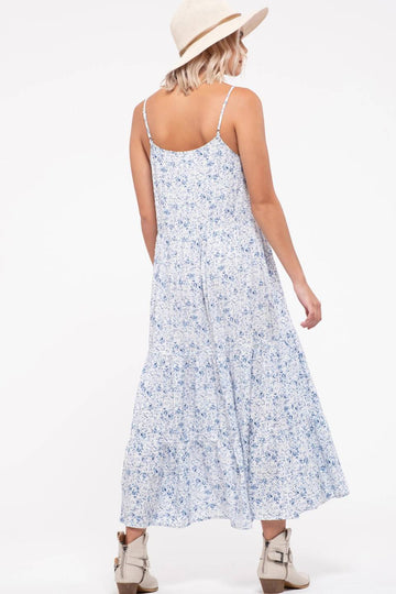 FLORAL PRINT TIERED CAMI MIDI DRESS-How Cute is That? Boutique