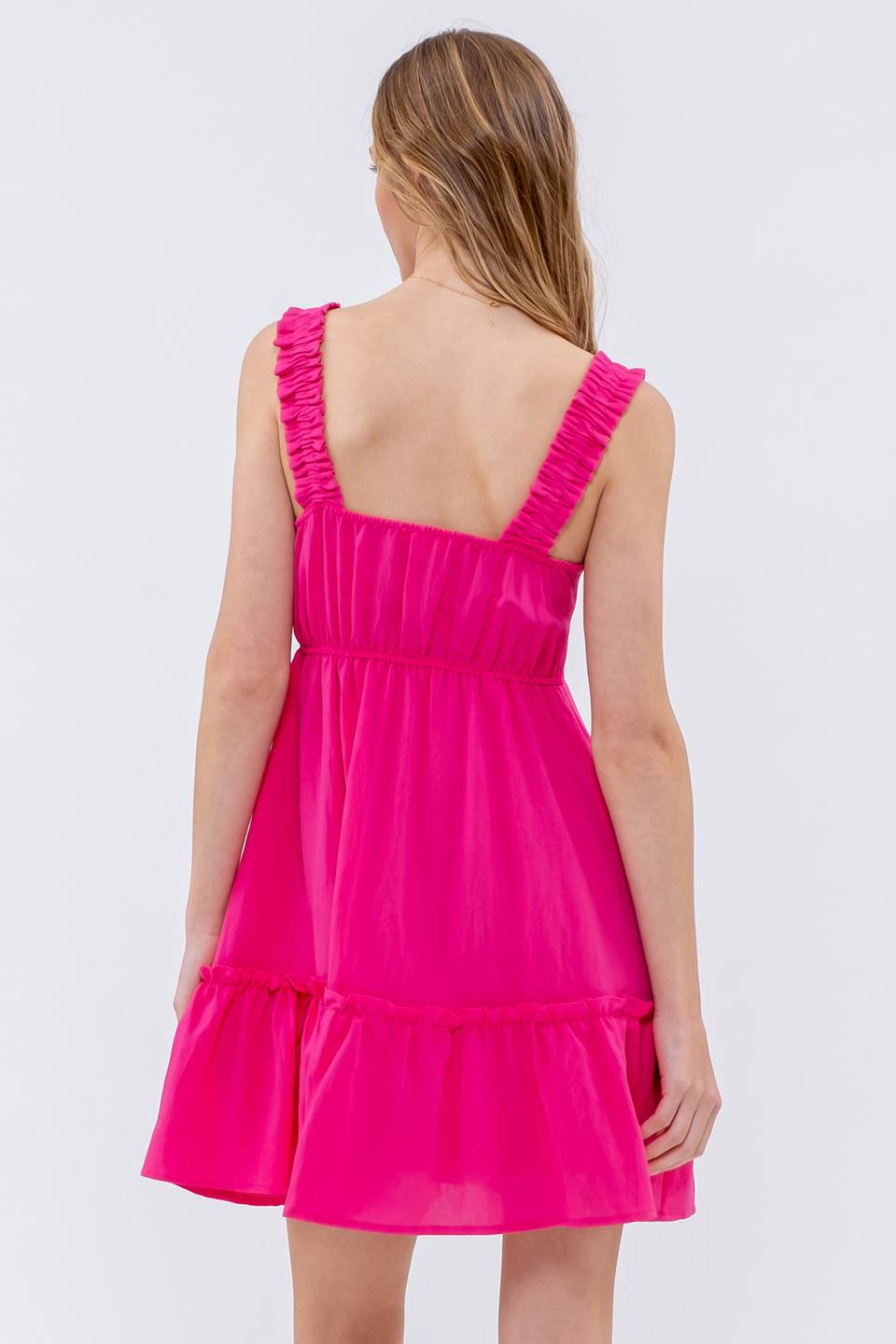 SOLID RUFFLE V NECK MINI DRESS-How Cute is That? Boutique
