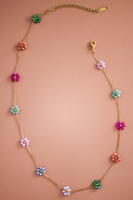 Colorful Flower Necklace (waterproof)-How Cute is That? Boutique