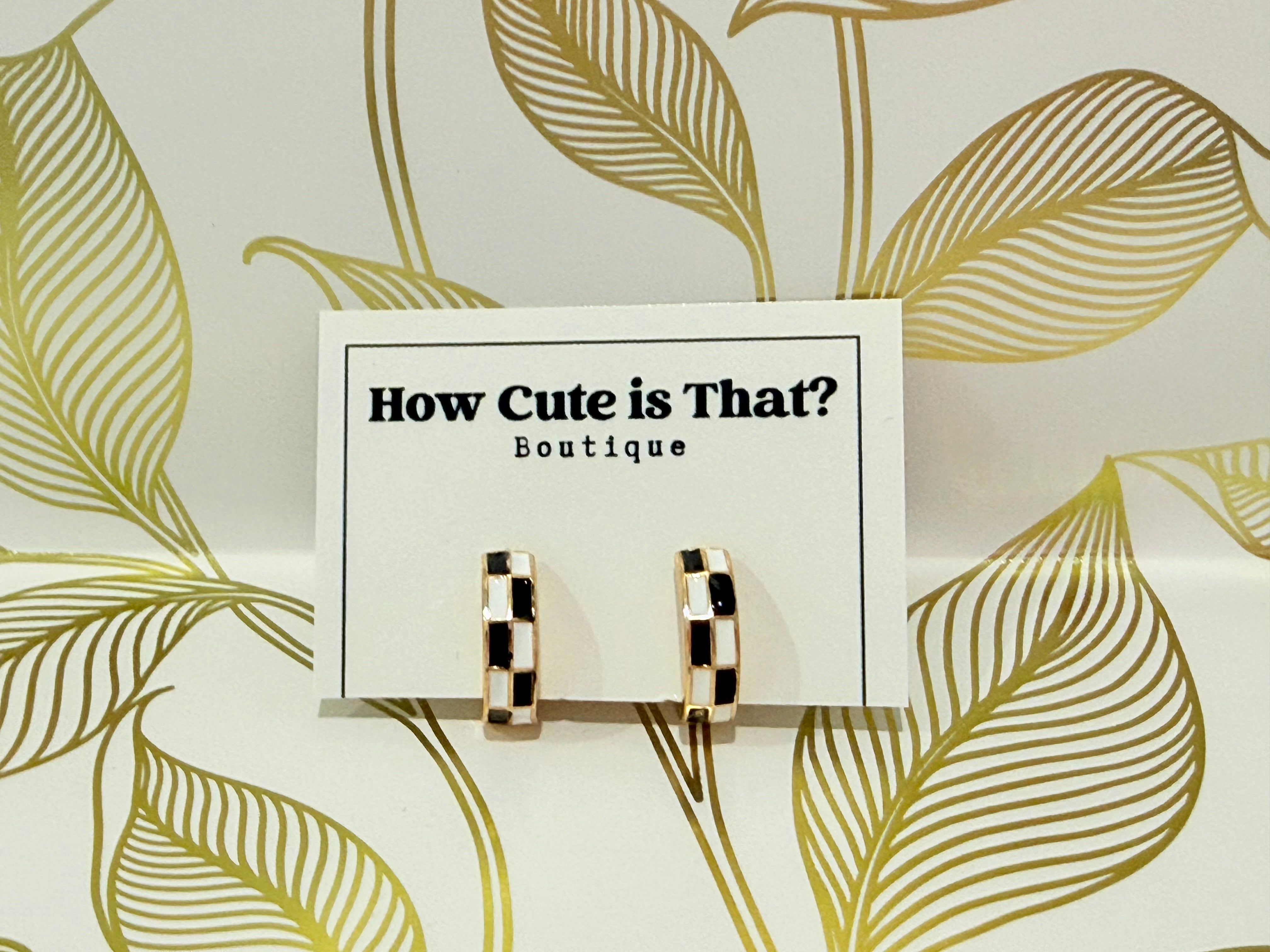Black & White Checkered Small Hoops-How Cute is That? Boutique