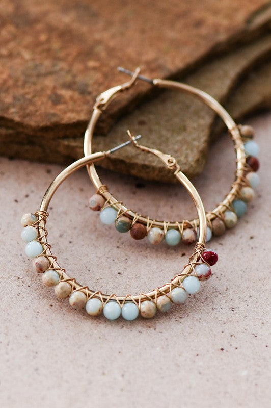 Beaded hoop Earrings-How Cute is That? Boutique