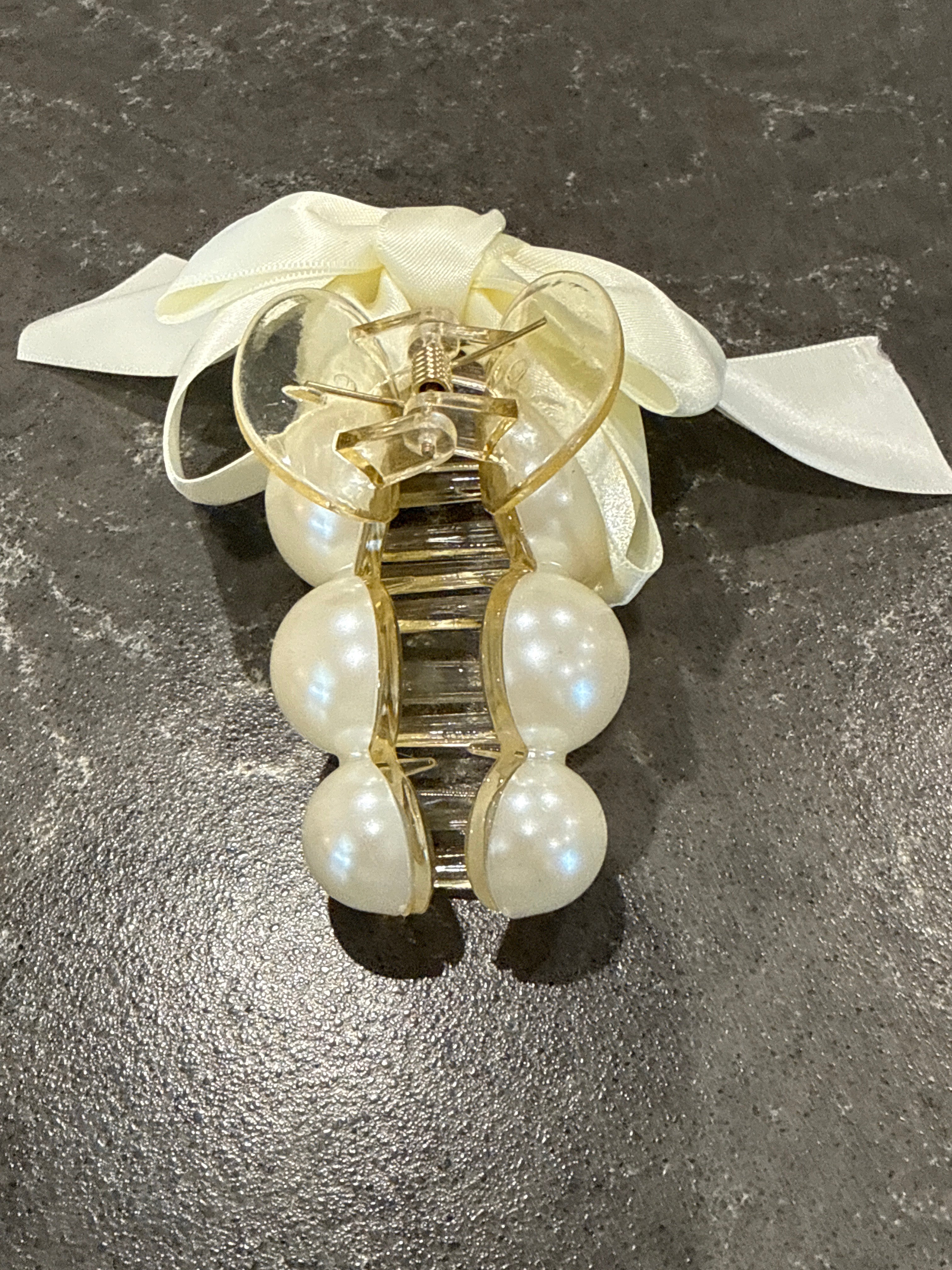 Pearl and Ribbon Bow Hair Claw-How Cute is That? Boutique