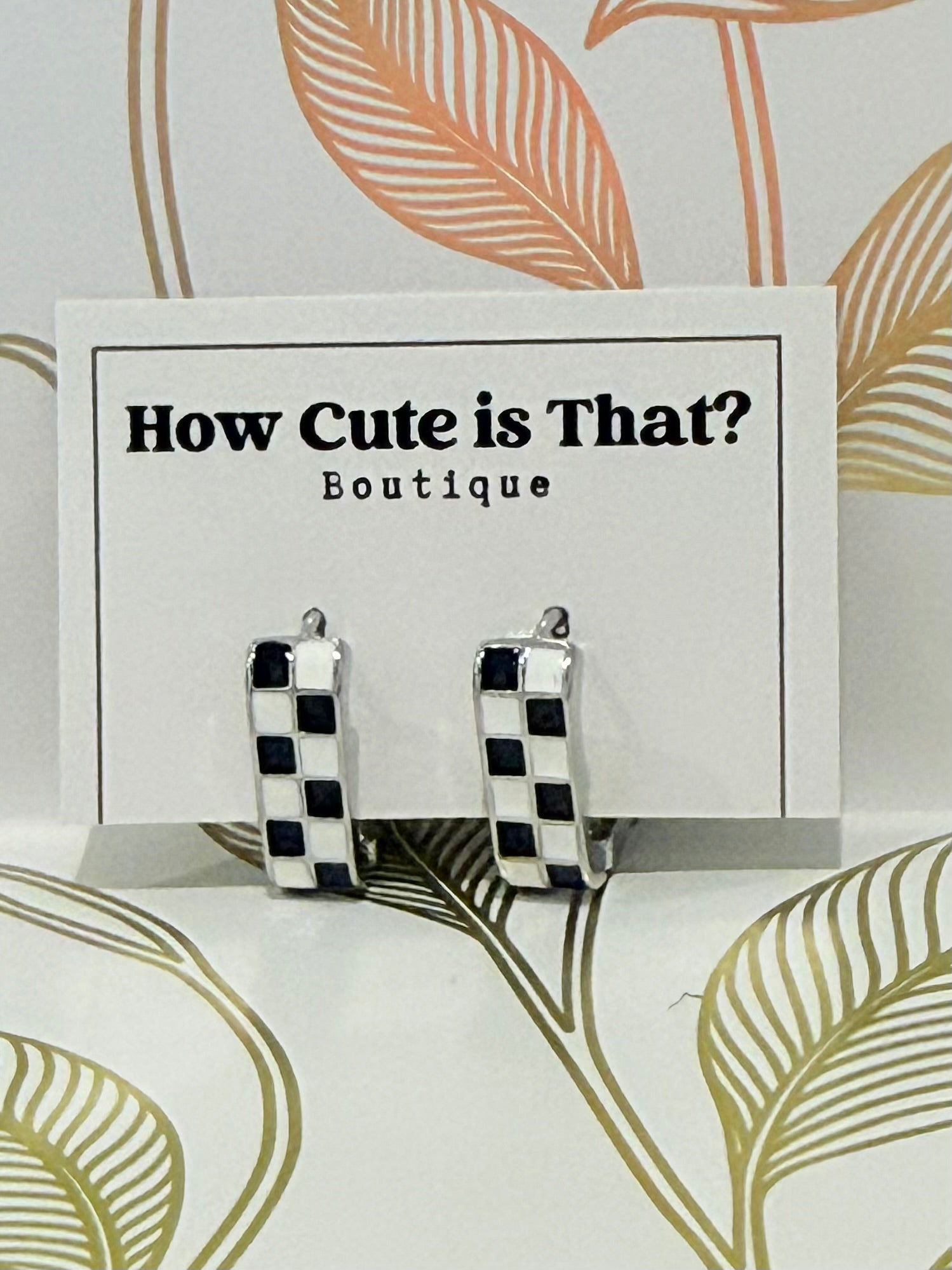 Black & White Checkered Square Hoops-How Cute is That? Boutique
