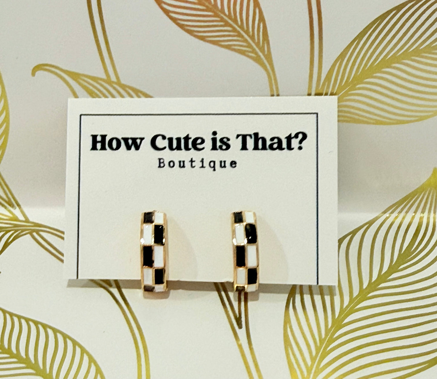 Black & White Checkered Small Hoops