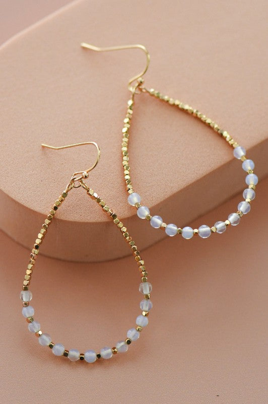 Beaded Drop Gold Earrings
