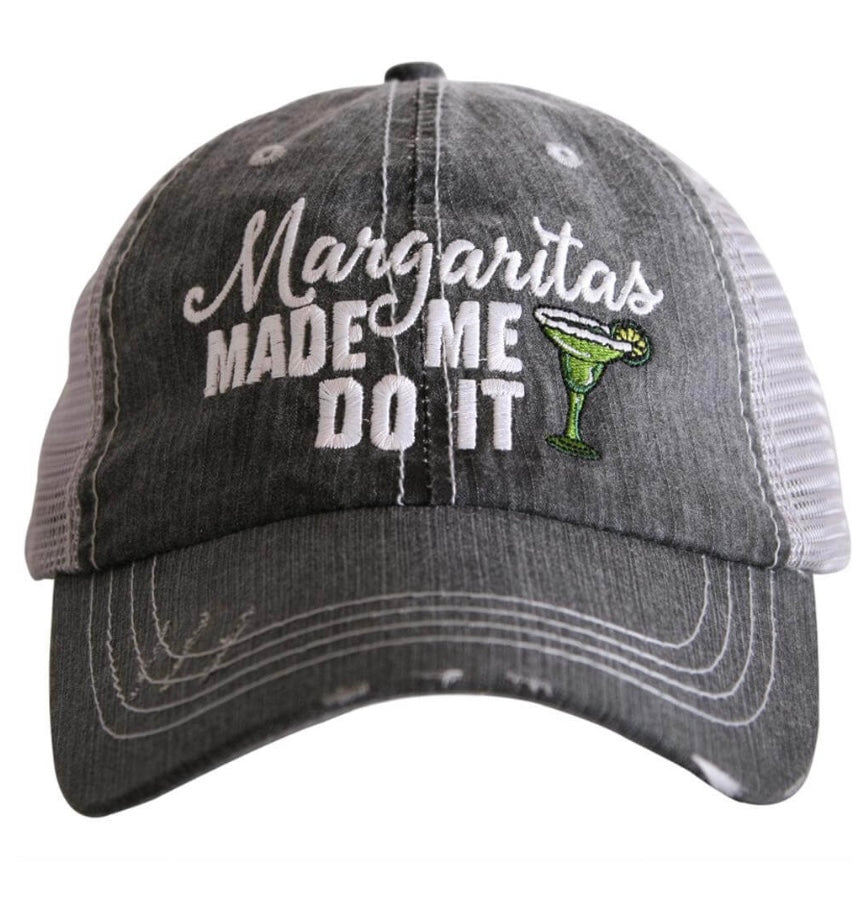 Margaritas Made Me Do It Trucker Embroidered Hat-How Cute is That? Boutique