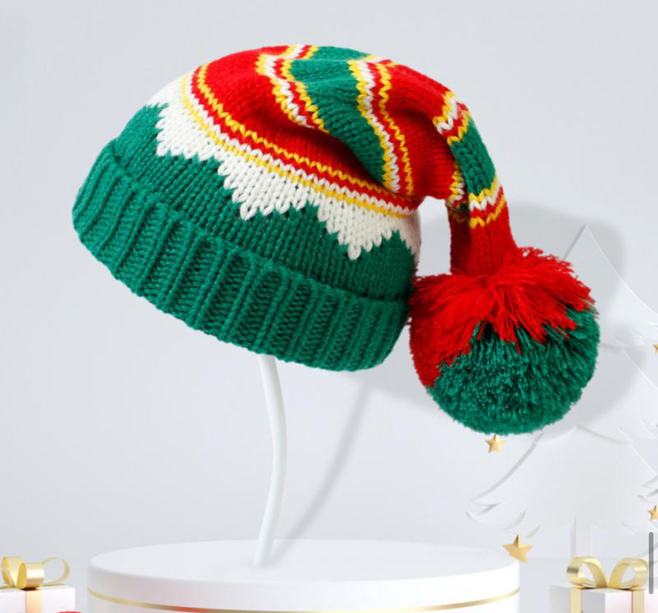 Red and Green Elf Winter Hat 2 Set- Mama and Mini Set
