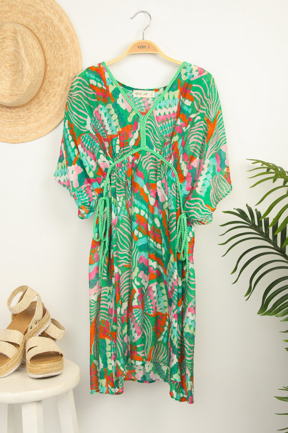 Multi Color Printed Coverup Mini Dress-How Cute is That? Boutique