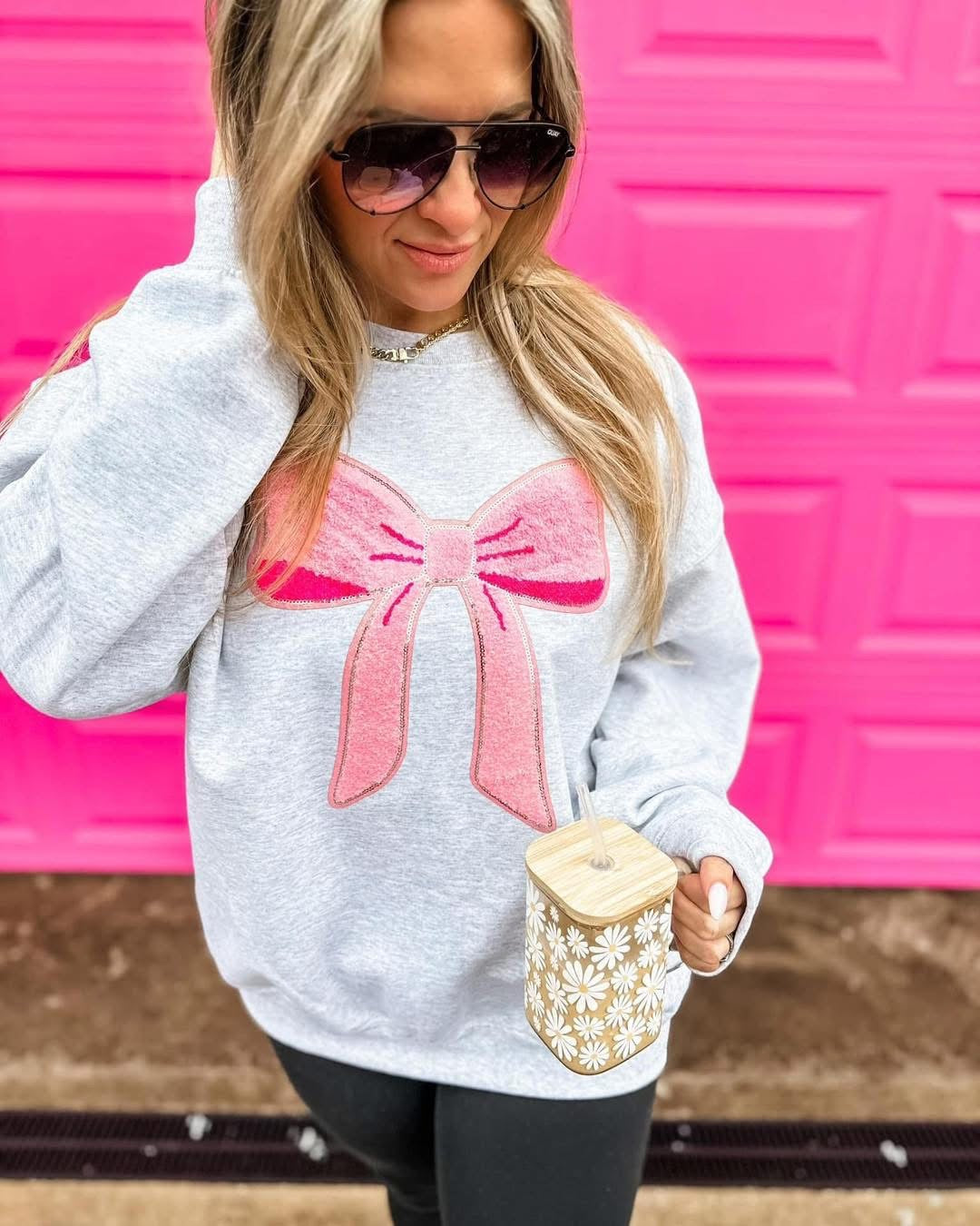 Bow Patch Sweatshirt-How Cute is That? Boutique