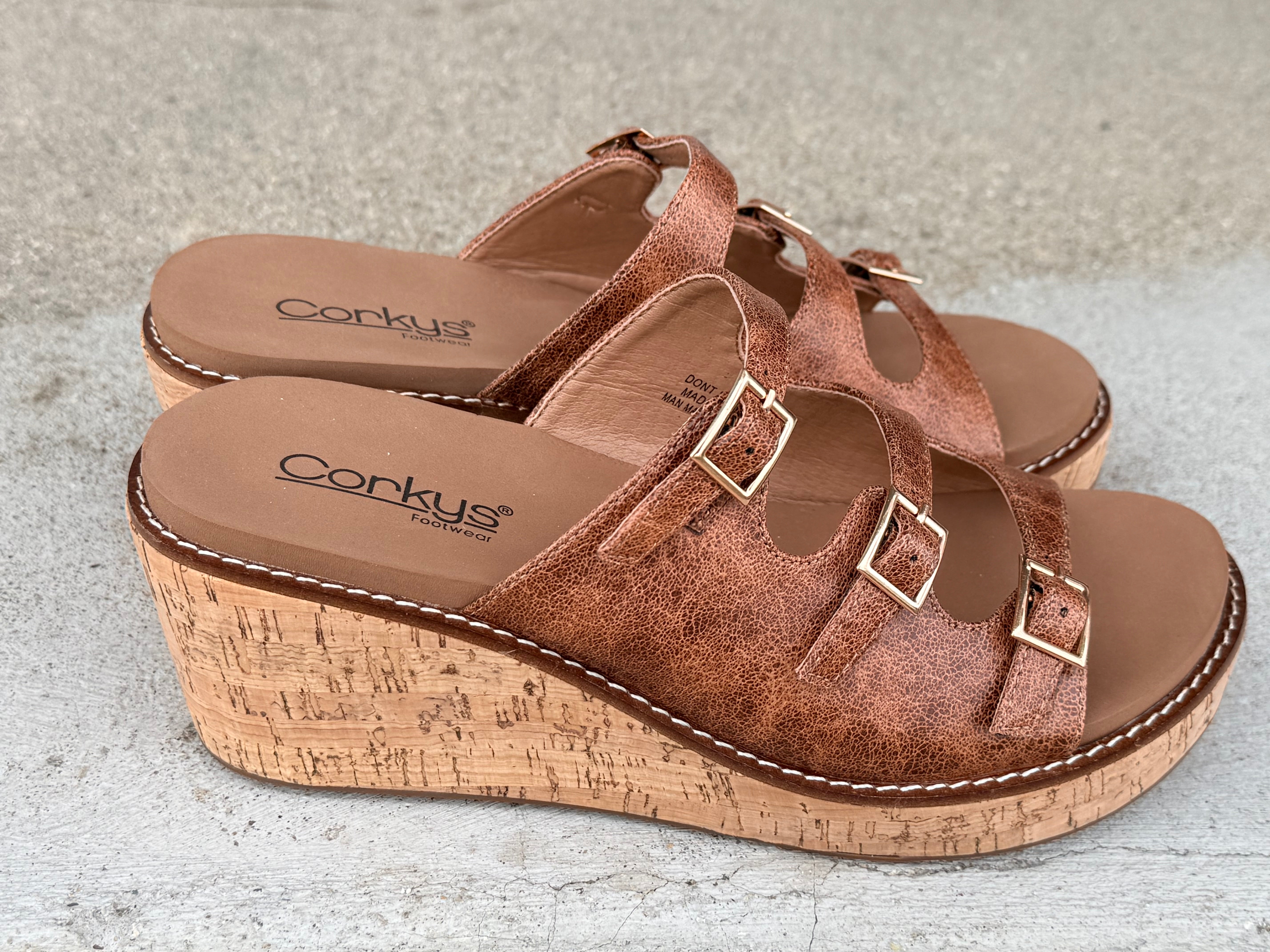 Corky’s Don’t Mind Me Wedge Sandals – Cognac Crinkle-How Cute is That? Boutique