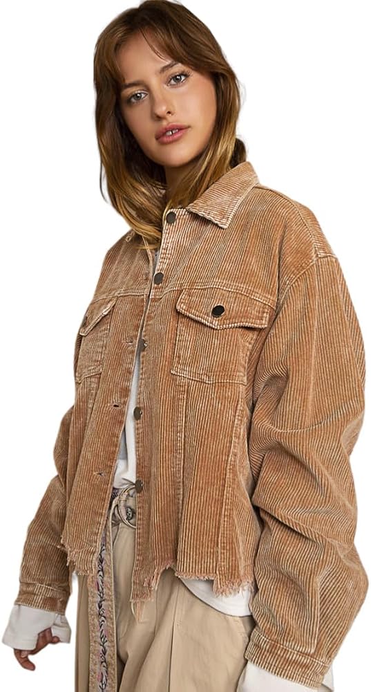 Corduroy Jacket in Camel Brown