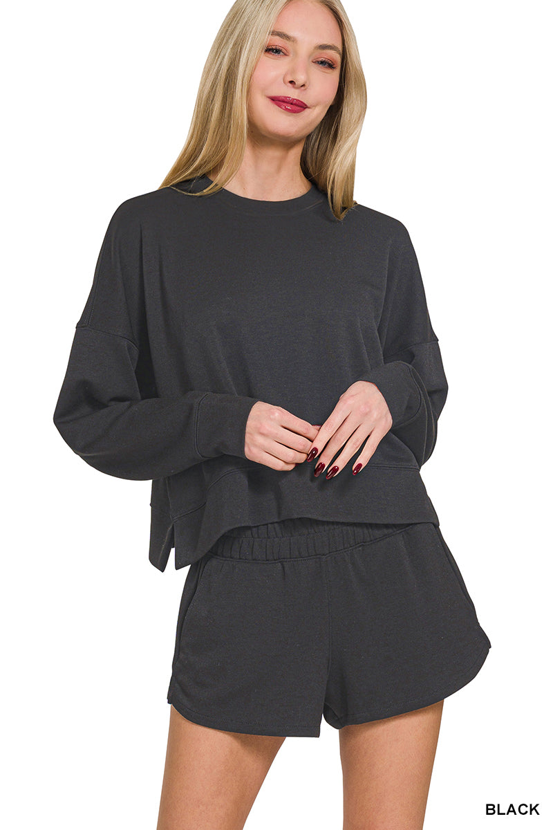 SCUBA LONG SLEEVE SWEATSHIRTS & SHORTS SET-How Cute is That? Boutique