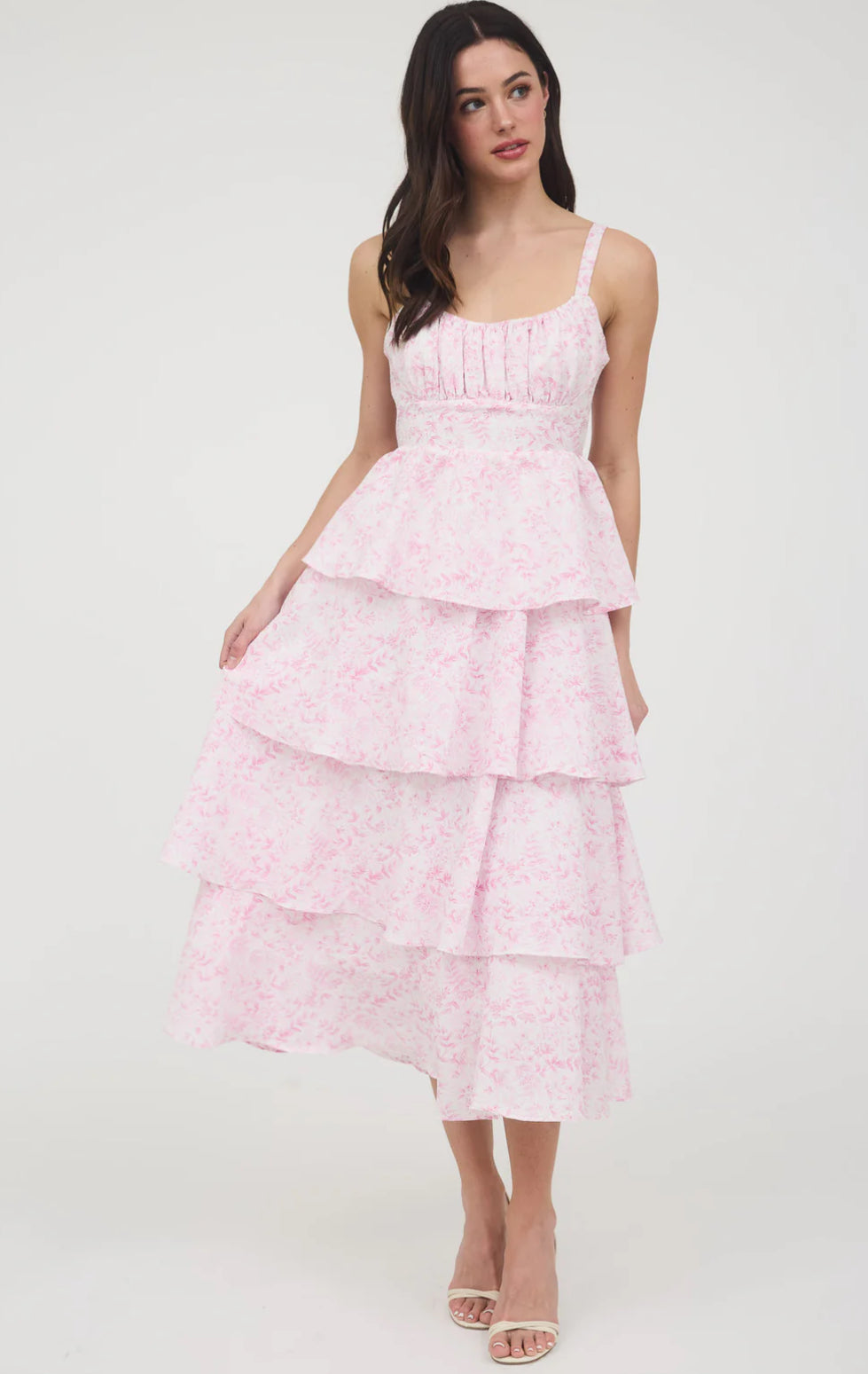 FLORAL BACK TIERED RUFFLE TIERED MAXI DRESS-How Cute is That? Boutique
