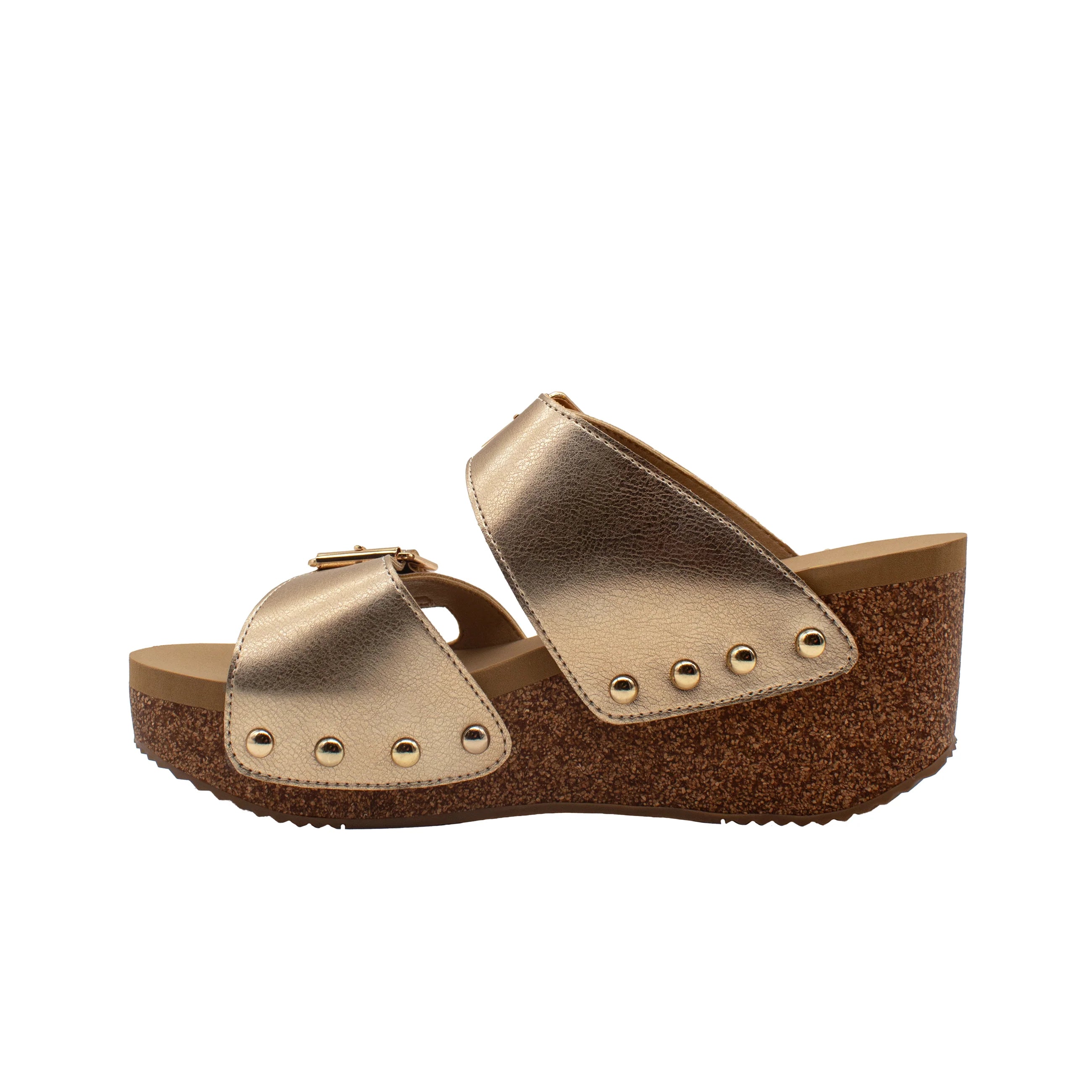 Gertrude Faux Leather Sandals in Gold-How Cute is That? Boutique