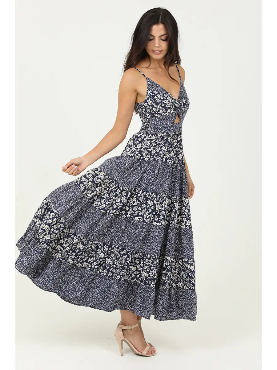 Smocked Bodice Vneck Maxi Dress by Angie-How Cute is That? Boutique