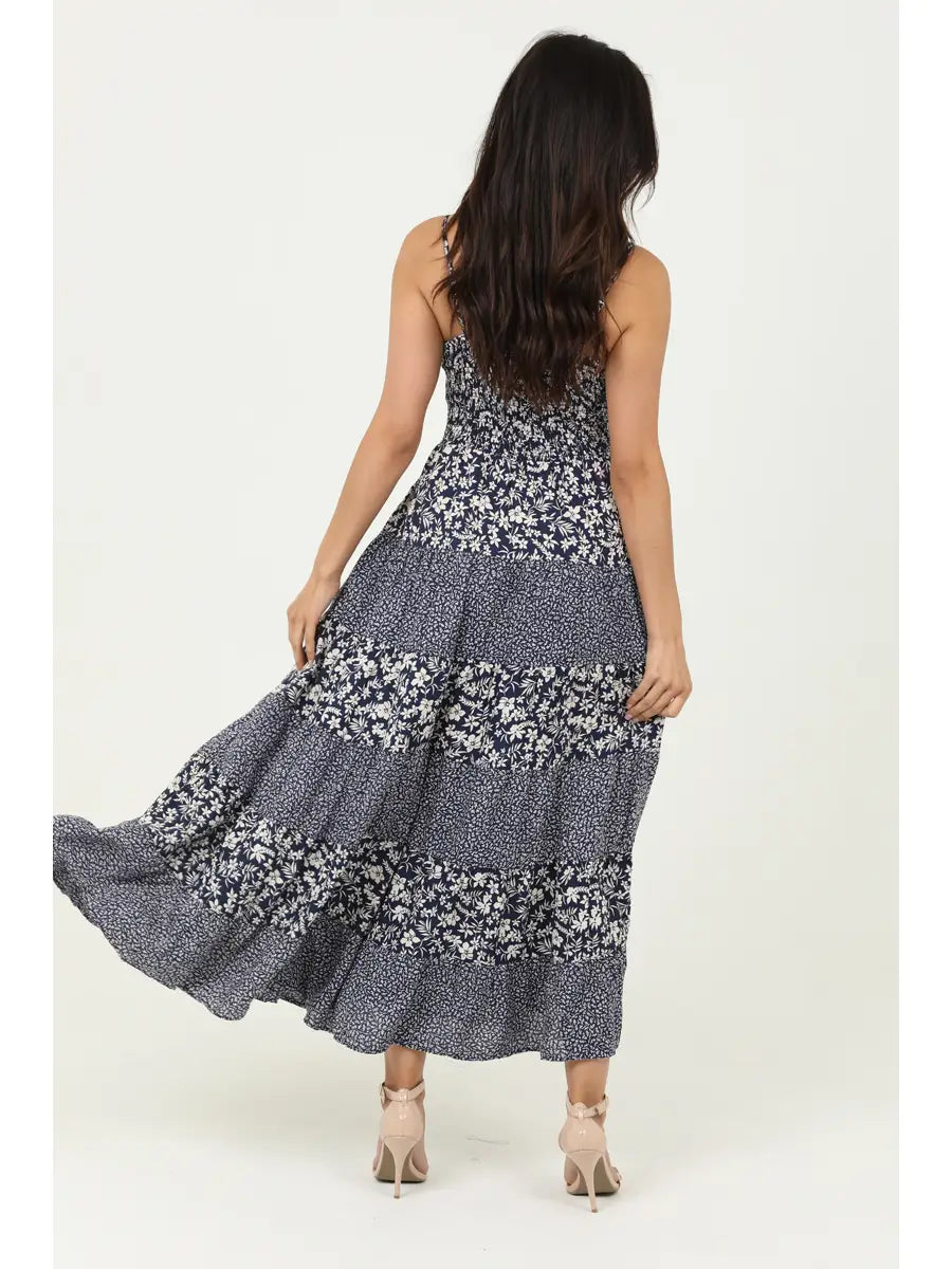 Smocked Bodice Vneck Maxi Dress by Angie-How Cute is That? Boutique