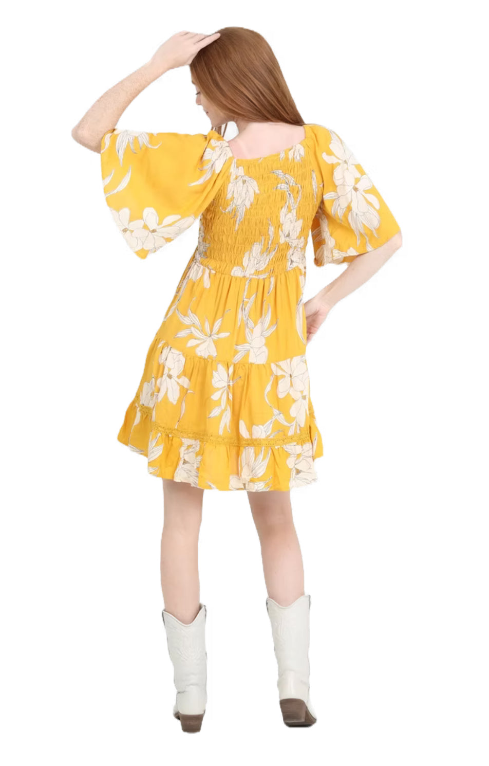 Yellow Floral Dress by Angie-How Cute is That? Boutique