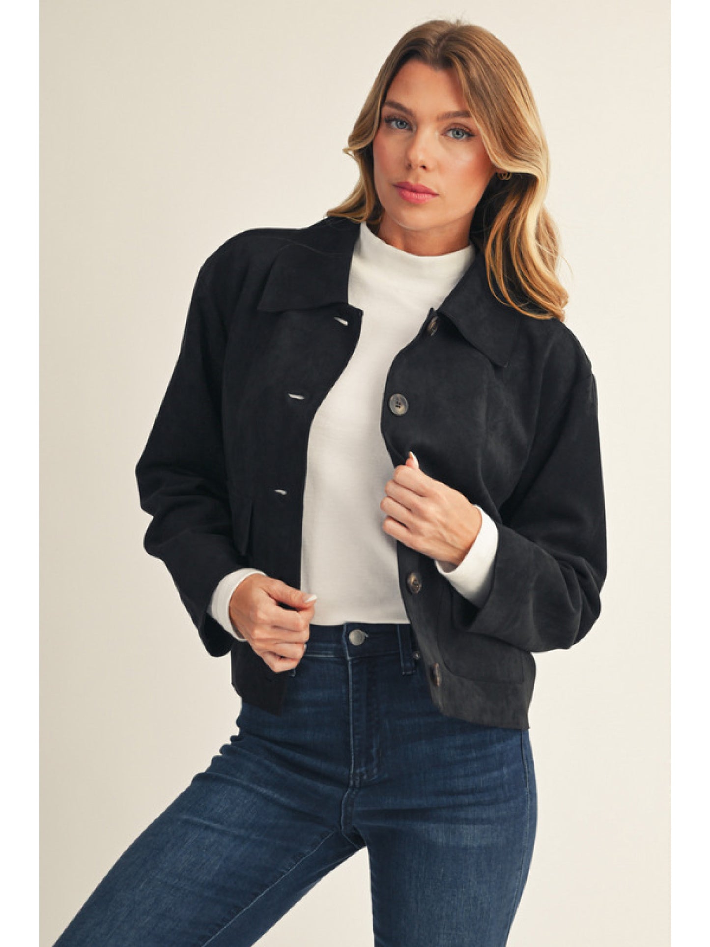 Button Down Suede Jacket