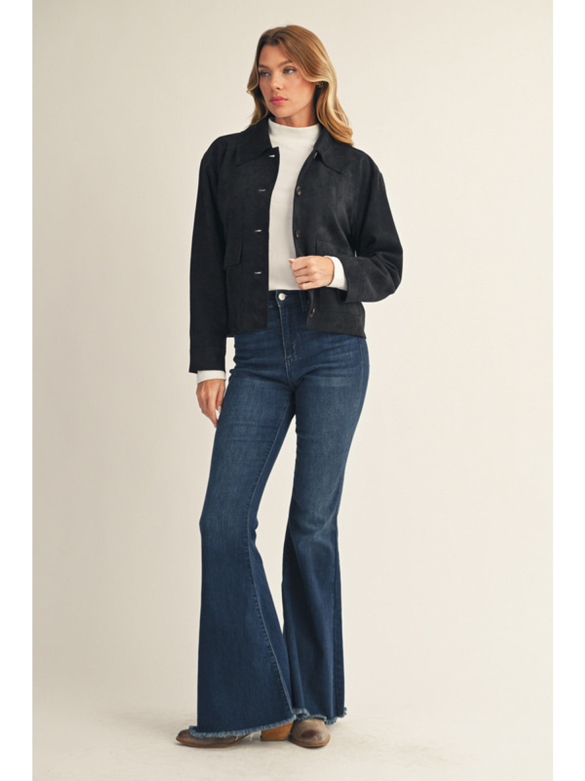 Button Down Suede Jacket-How Cute is That? Boutique