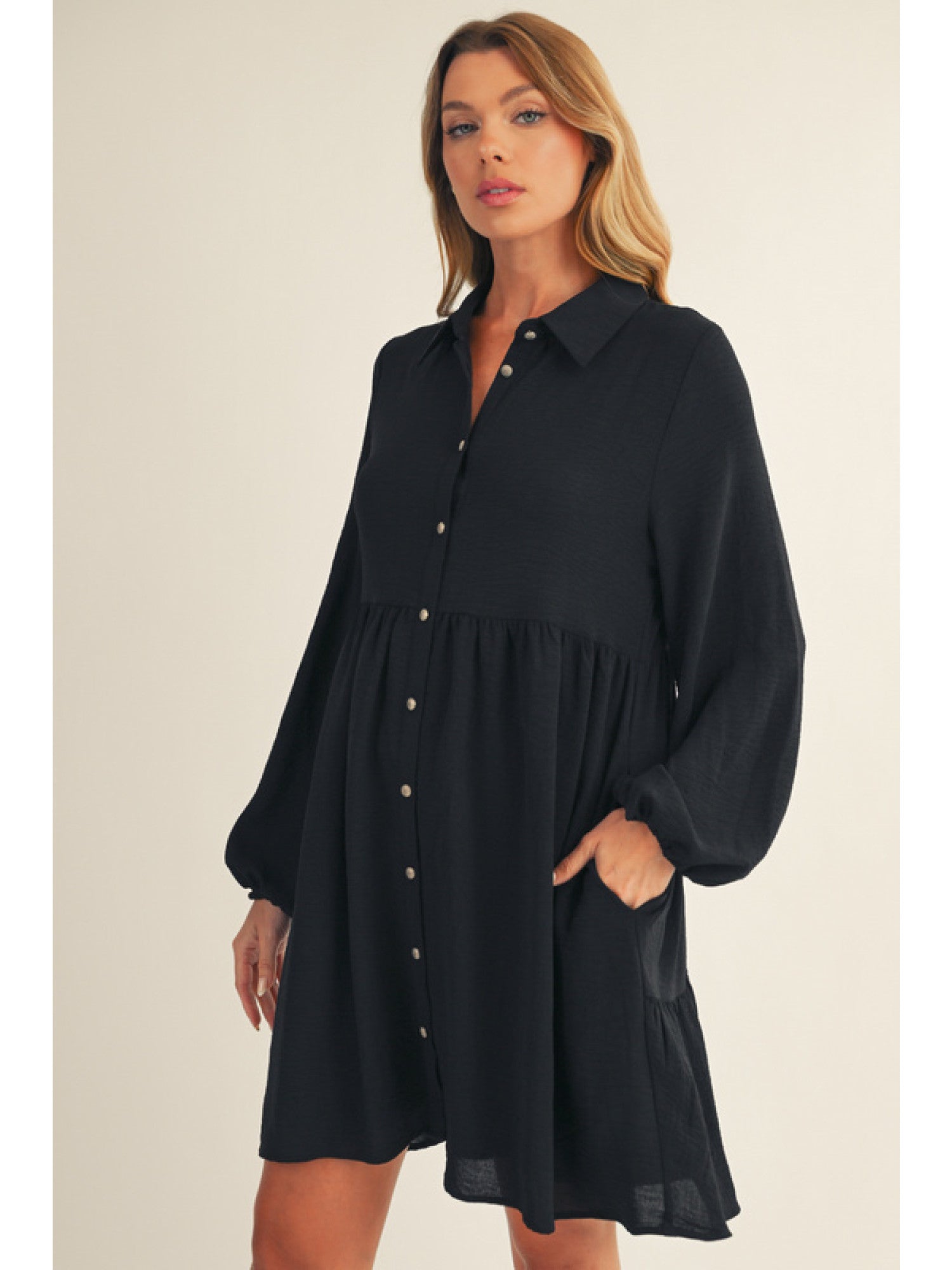 Button Down Crinkle Dress-How Cute is That? Boutique