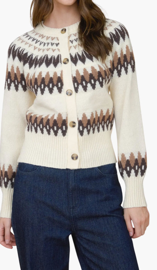 Multi Color Fair Isle Sweater Cardigan
