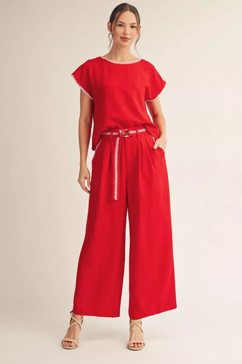 Drop Shoulder Top in Red-How Cute is That? Boutique