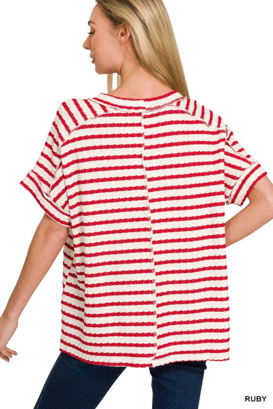 Striped Round Neck Boxy Tee