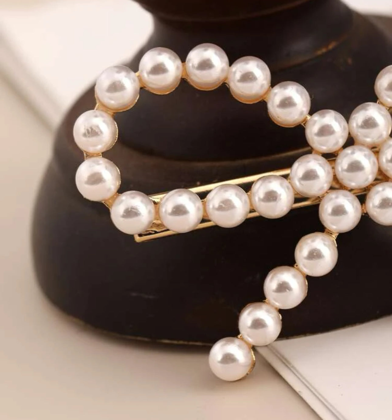 Pearl Bow Hair Clip Barette-How Cute is That? Boutique