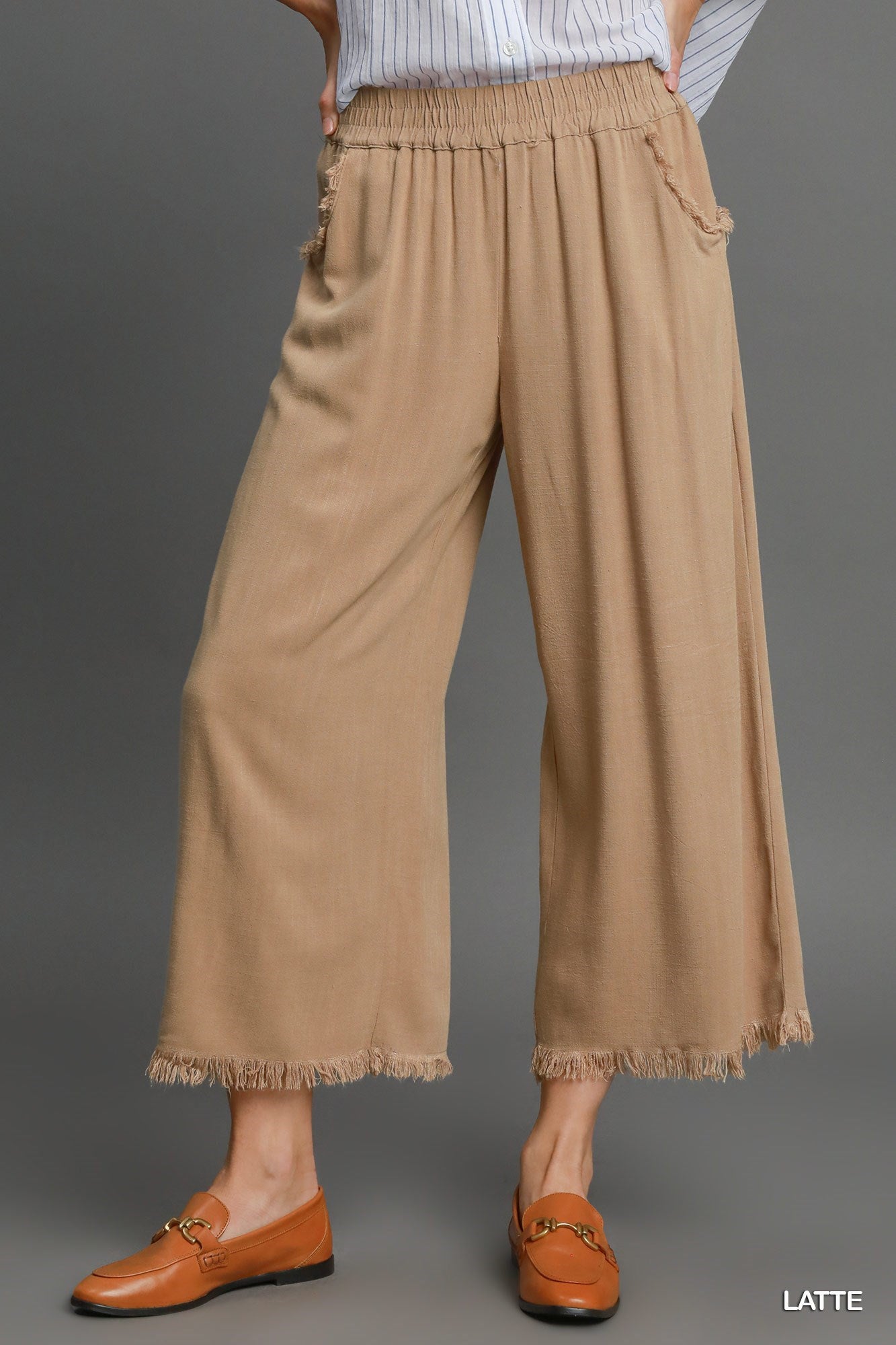 Frayed Hem Wide-Leg Pants-How Cute is That? Boutique