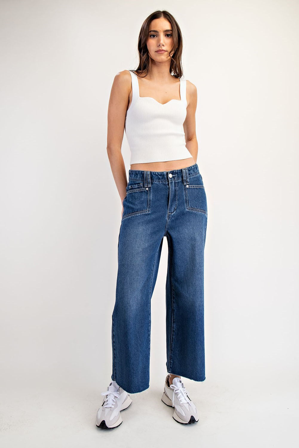 Raw Hem Straight Leg Jeans