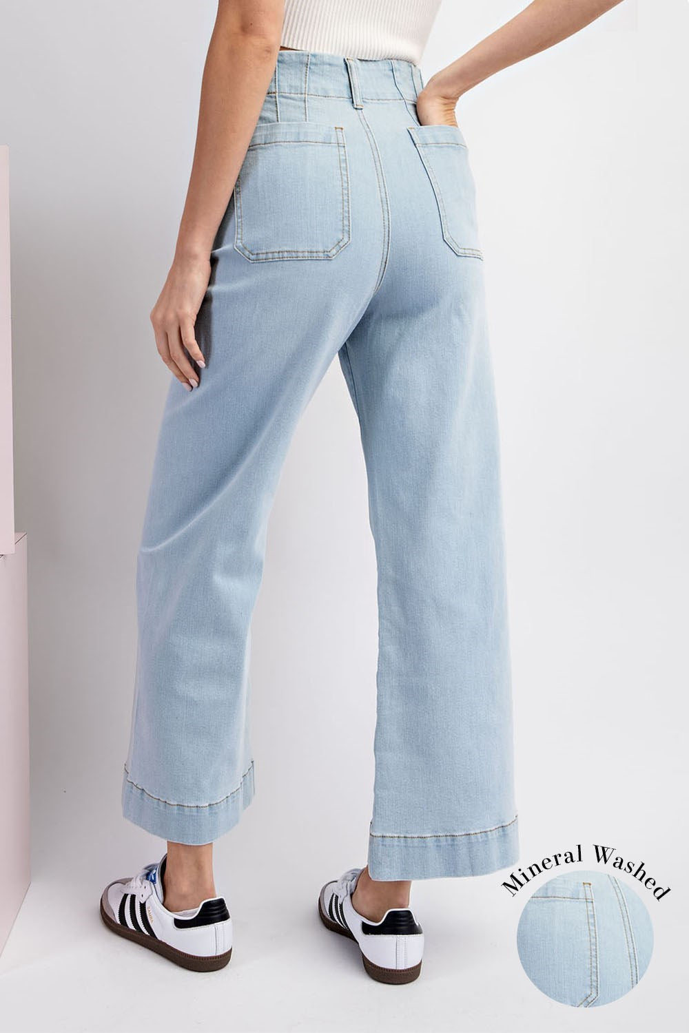 MINERAL WASHED DENIM PANTS-How Cute is That? Boutique