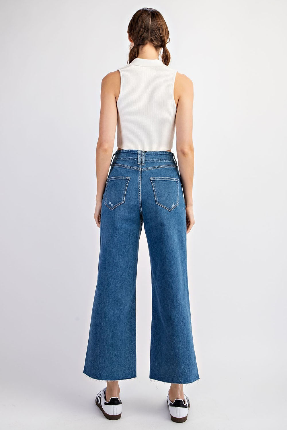 Cropped Denim Straight Leg Jeans