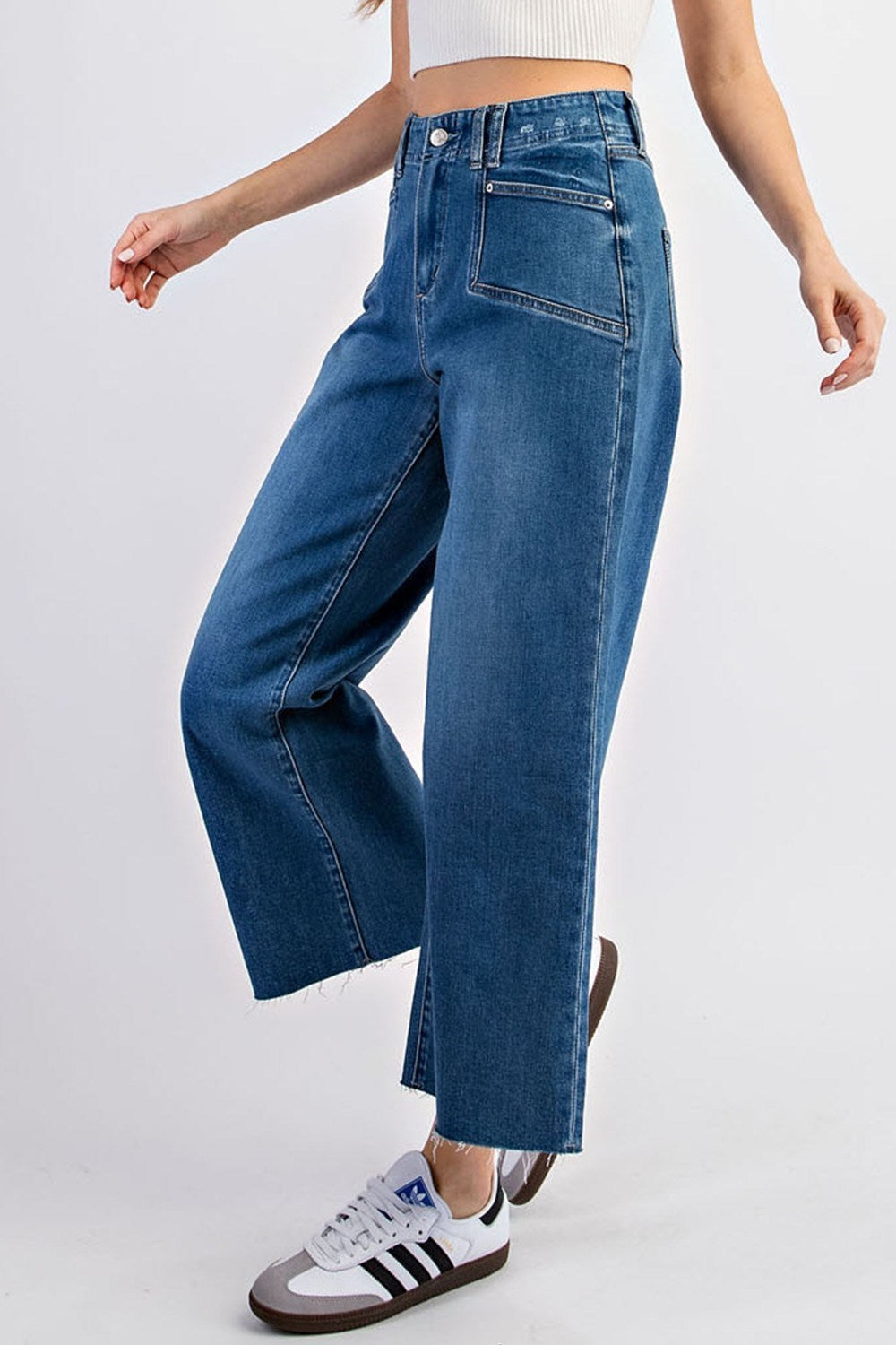 Cropped Denim Straight Leg Jeans