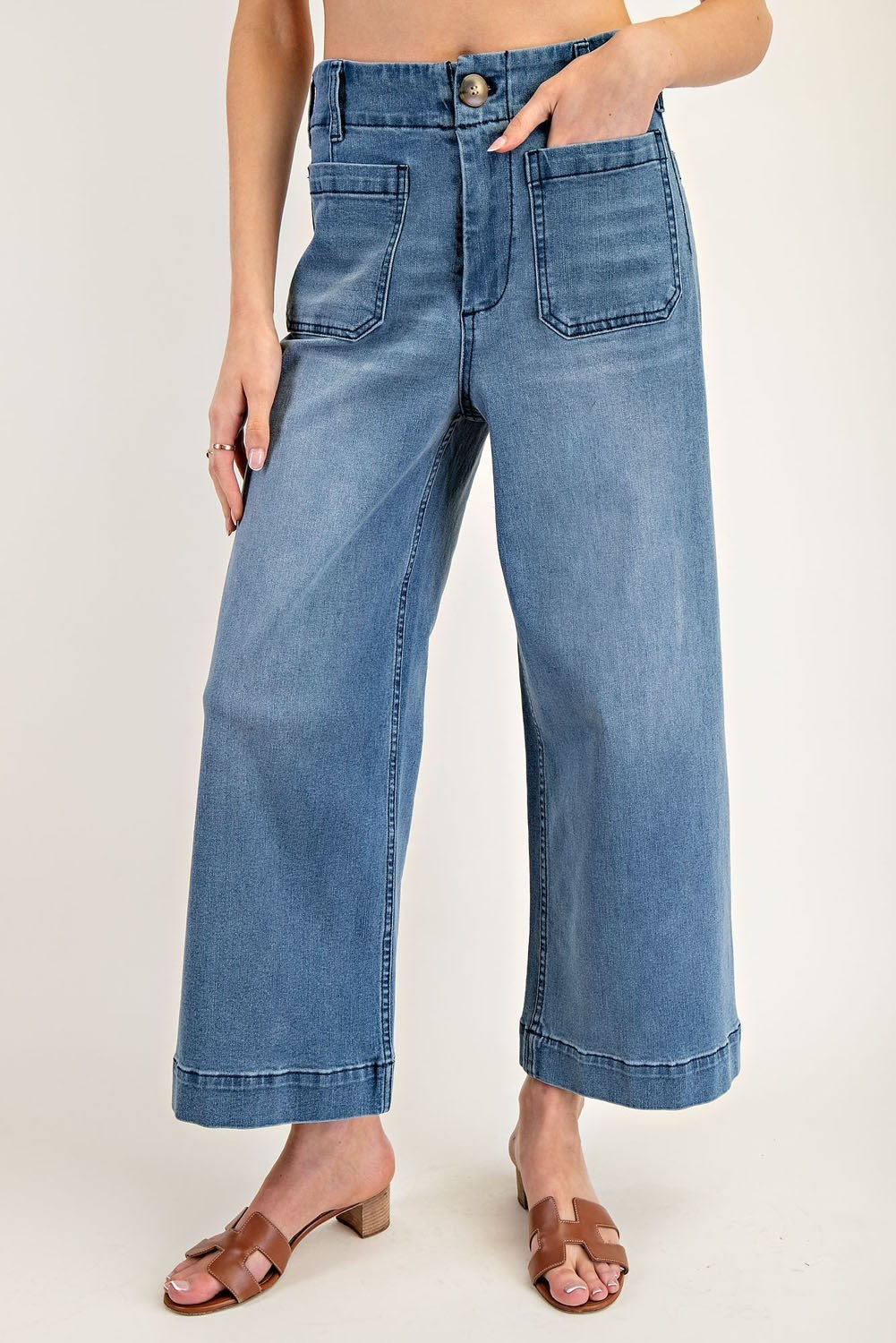 Straight Leg Denim Pants in Dark Denim