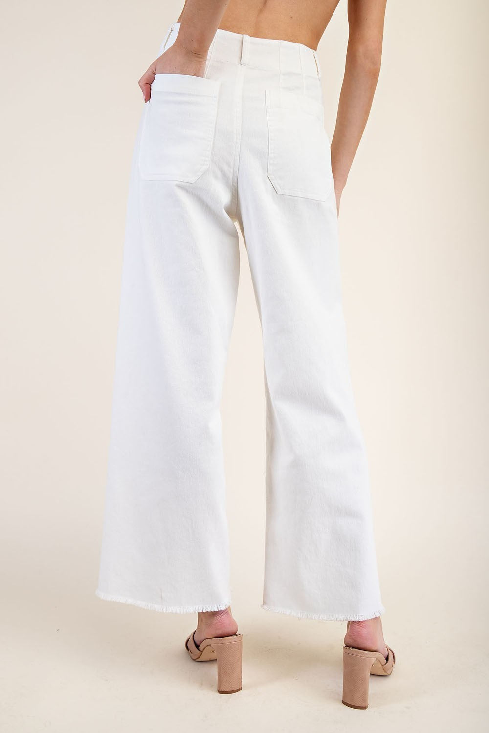 Straight Leg Front Pocket Pants in Off White-How Cute is That? Boutique
