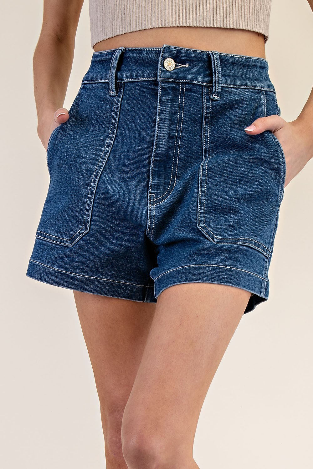 Denim Square Pocket Shorts-How Cute is That? Boutique