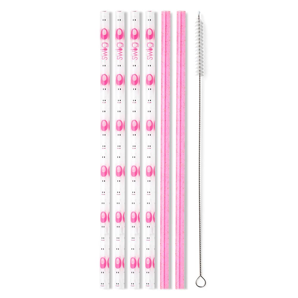 Faboolous + Pink Glitter Reusable Straw Set