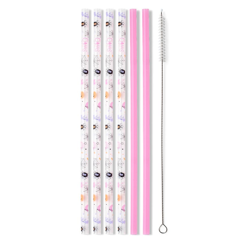 Sweet and Spooky + Pink Reusable Straw Set-How Cute is That? Boutique